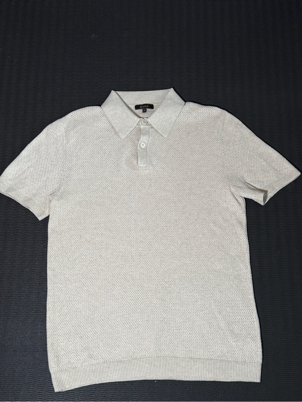 Quince Men's Short Sleeve Polo in Light Cream